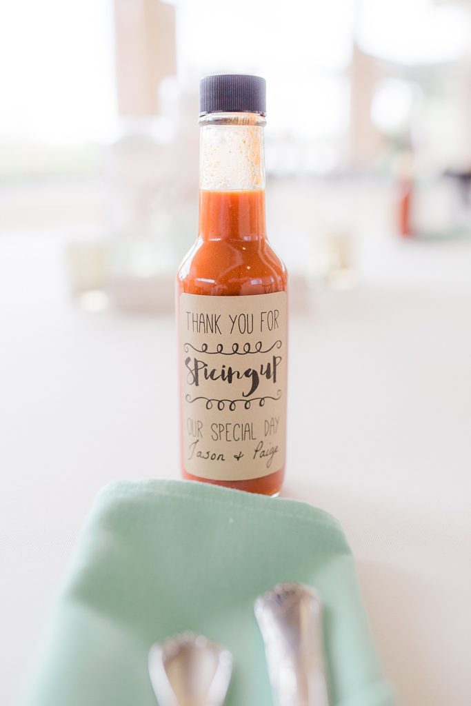 wedding reception thank you gift of hot sauce