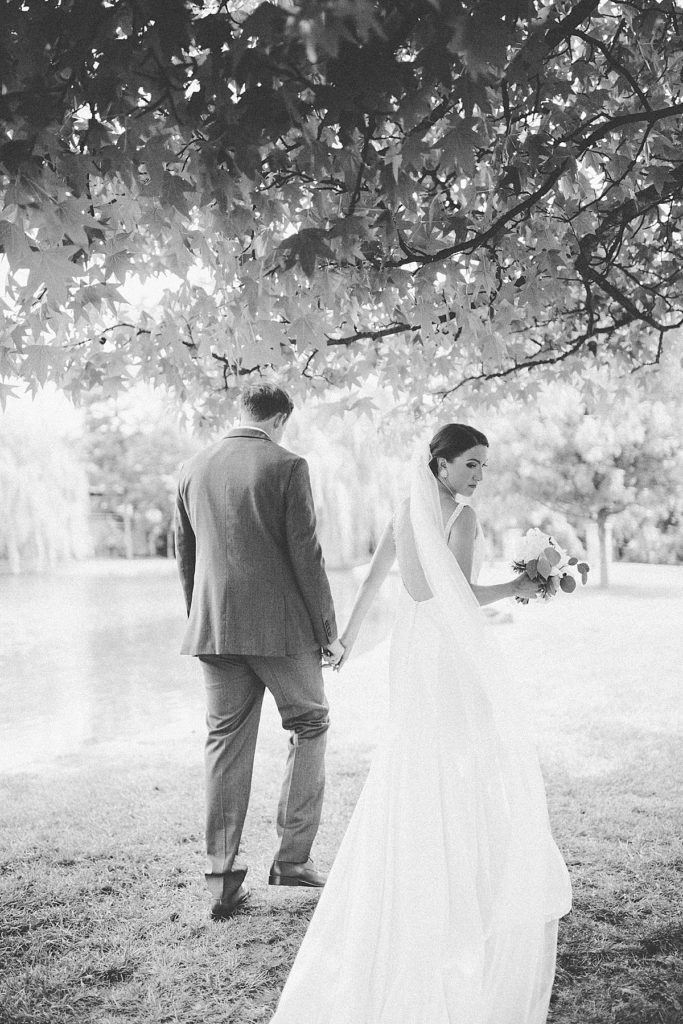 bride and groom black and white photograph