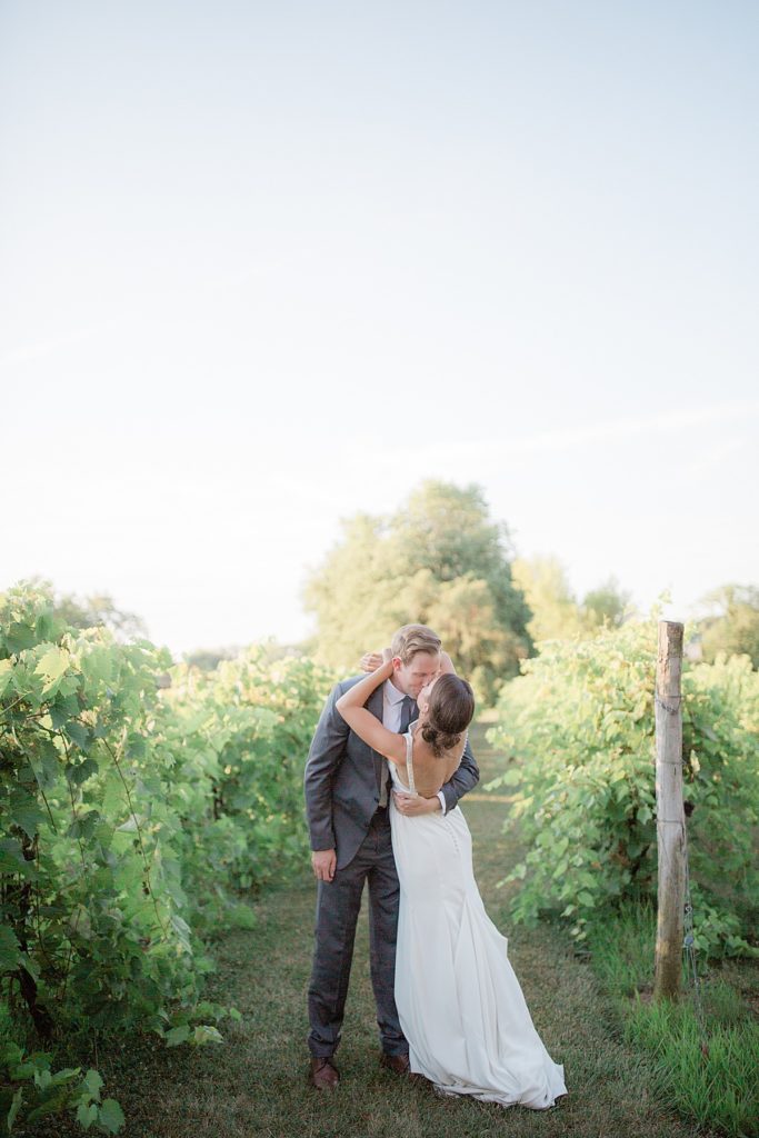bride and groom sunset vineyard portraits 