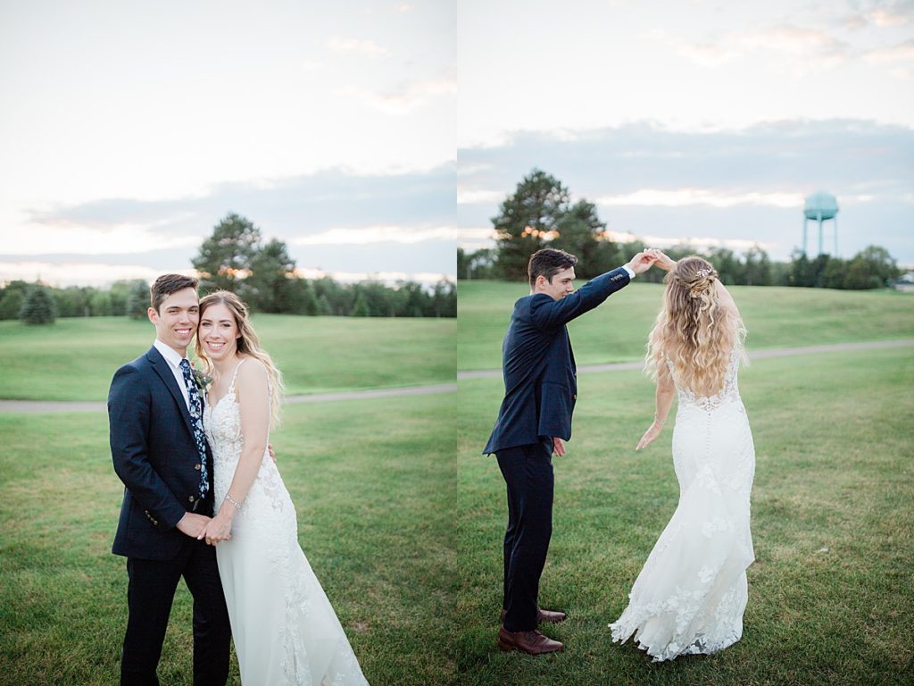 sunset portraits of the bride and groom