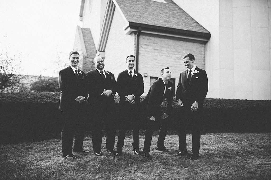 groomsmen outside the church