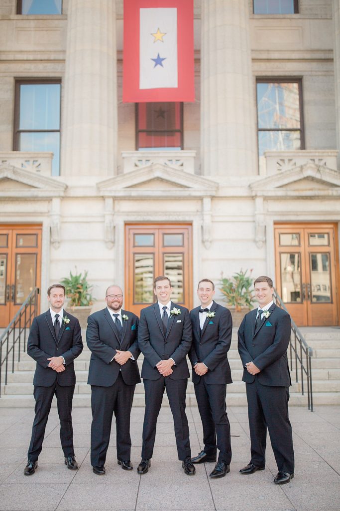 groomsmen outside the Ohio Statehouse