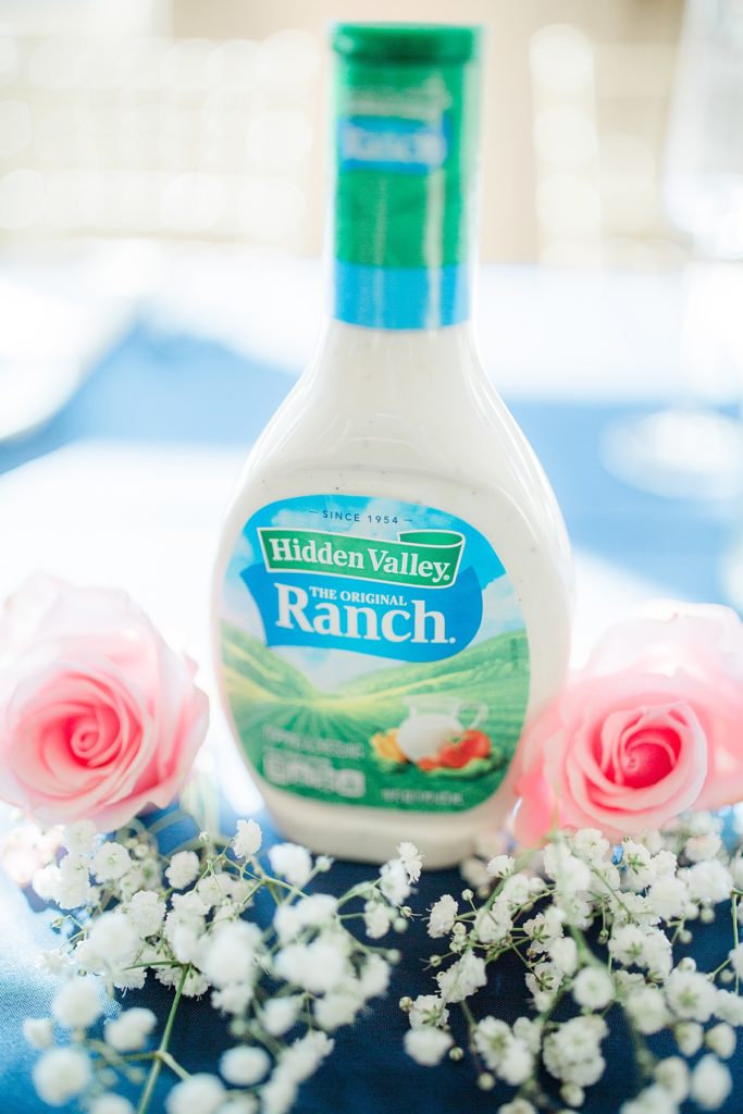 bride's bottle of ranch for her pizza