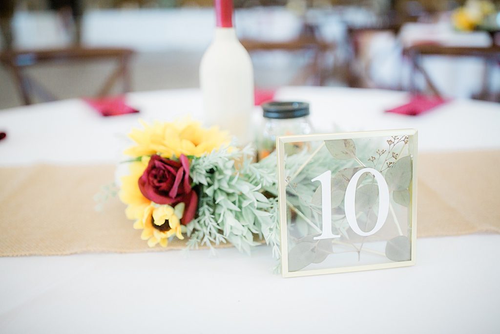 table decorations during wedding reception