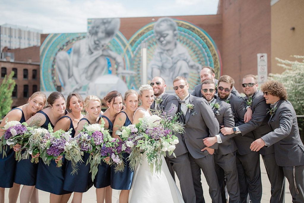 Bridal Party Portraits in Downtown Akron, Lock 4
