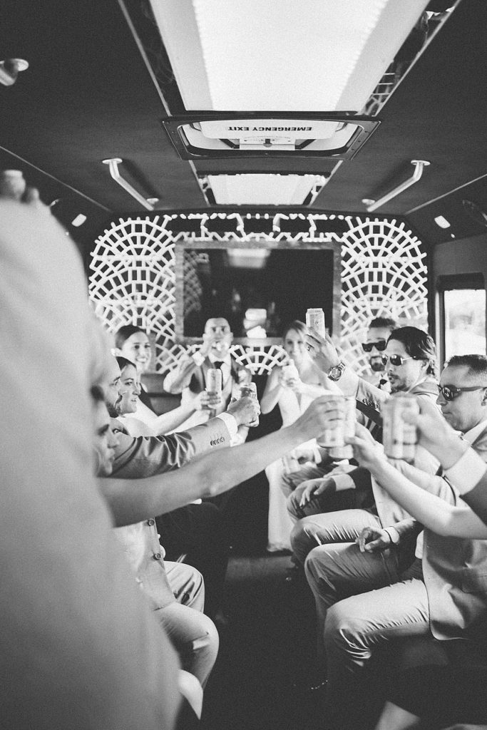 bridal party on bus
