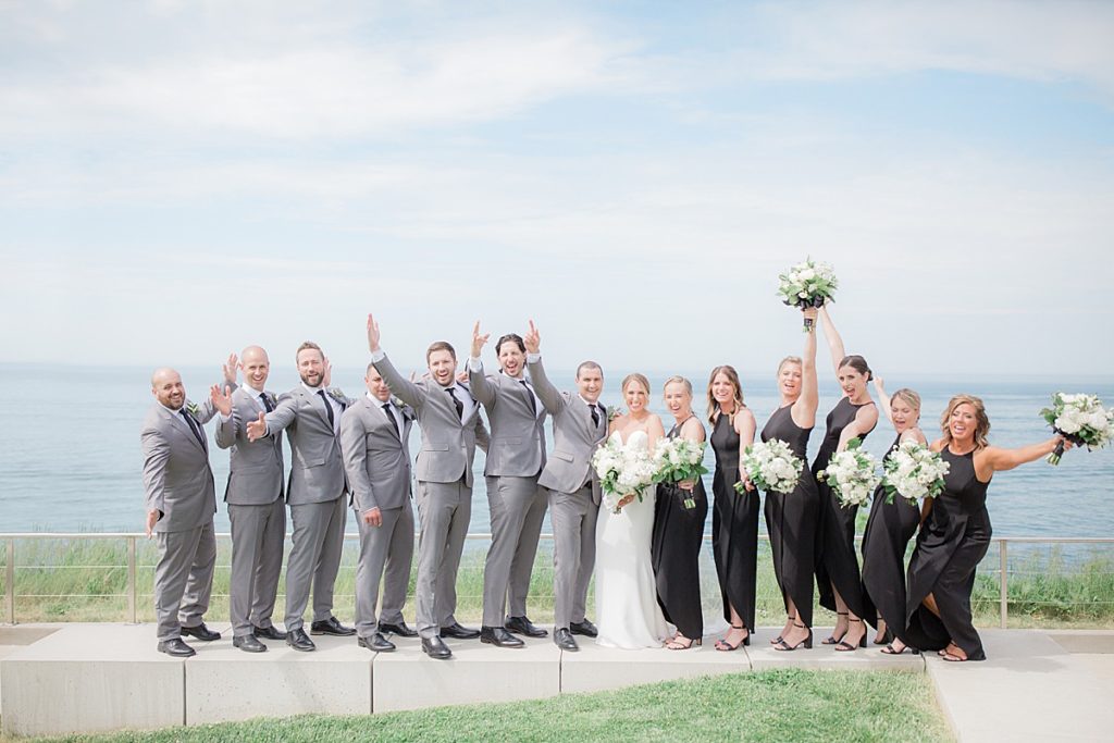 bridal party at the solstice steps in Cleveland