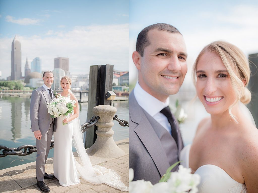 side by side of bride and groom in Cleveland
