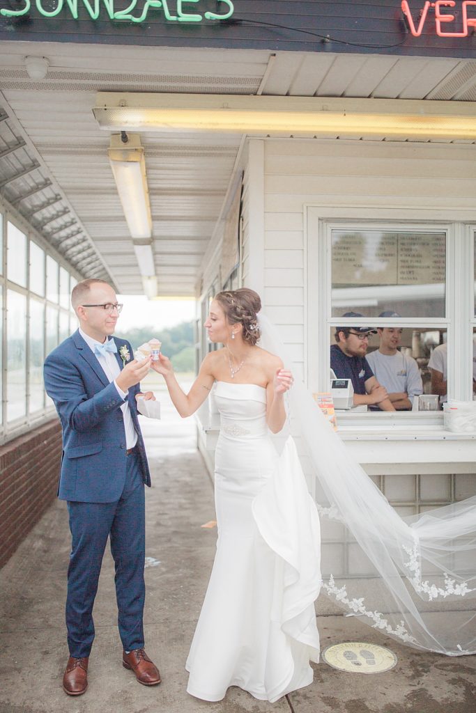 Eating ice cream during an Akron Wedding